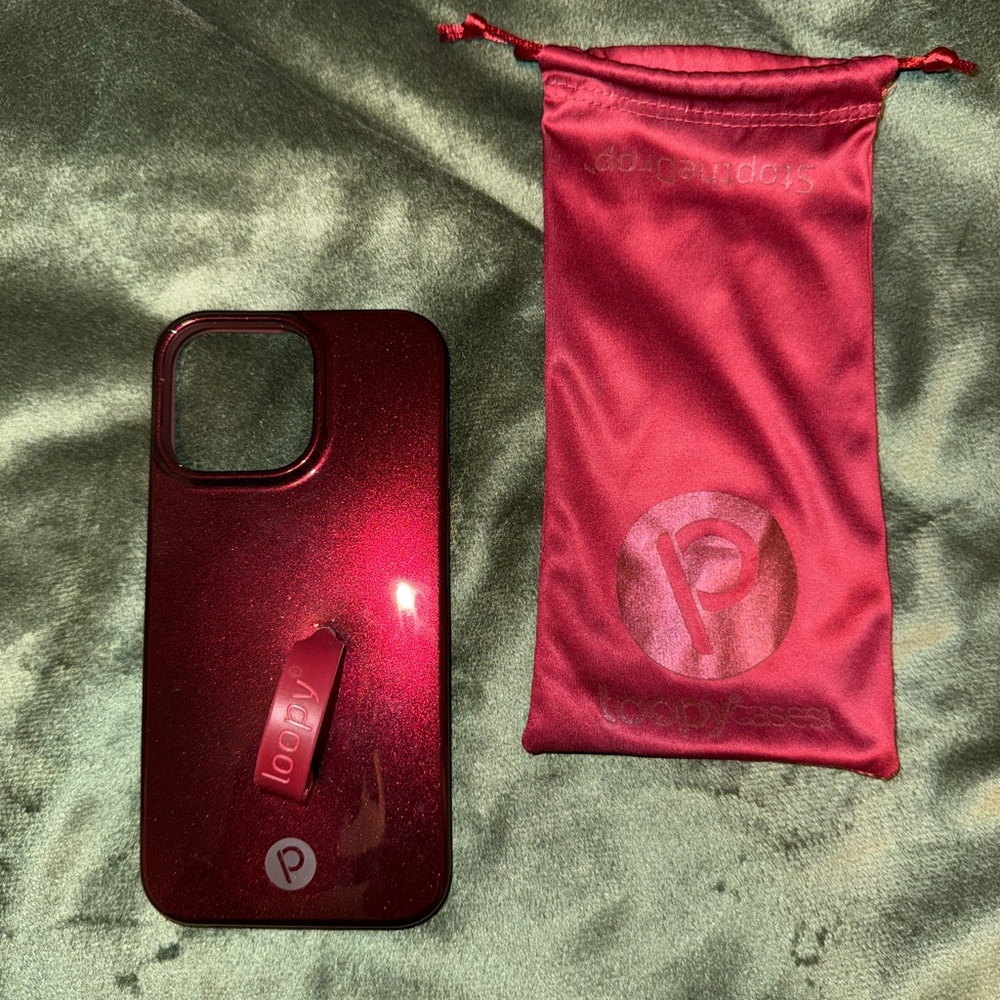 Maroon Shimmer Lefty Loopy iPhone 14 Pro Max Case